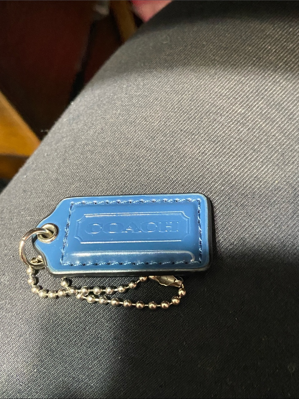 COACH Patent Leather teal Blue Replacement Handbag Hang Tag Charm